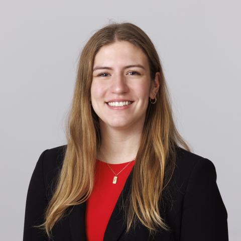 Studio portrait of Caroline Belleque. New Student Enrollment Orientation Leaders. December 13, 2024. Photo by Craig Chandler / University Communication and Marketing.