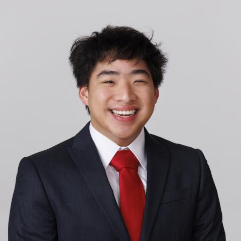 Studio portrait of Gideon Casimiro. New Student Enrollment Orientation Leaders. December 13, 2024. Photo by Craig Chandler / University Communication and Marketing.