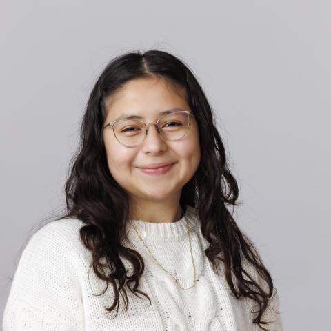 Studio portrait of Deymi Chavez. New Student Enrollment Orientation Leaders. December 13, 2024. Photo by Craig Chandler / University Communication and Marketing.