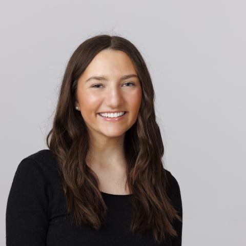 Studio portrait of Ava Glover. New Student Enrollment Orientation Leaders. December 13, 2024. Photo by Craig Chandler / University Communication and Marketing.