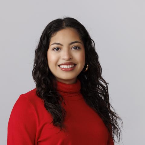 Studio portrait of Katelyn Guzman. New Student Enrollment Orientation Leaders. December 13, 2024. Photo by Craig Chandler / University Communication and Marketing.